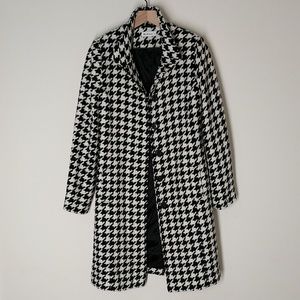 Ben Sherman wool-blend houndstooth long coat